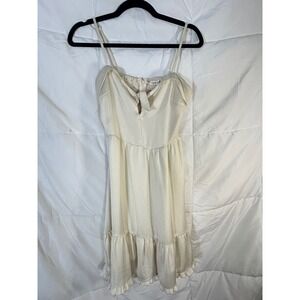 Carole Christian Cream Smocked Bust Tie Front Midi Dress Women's Size S